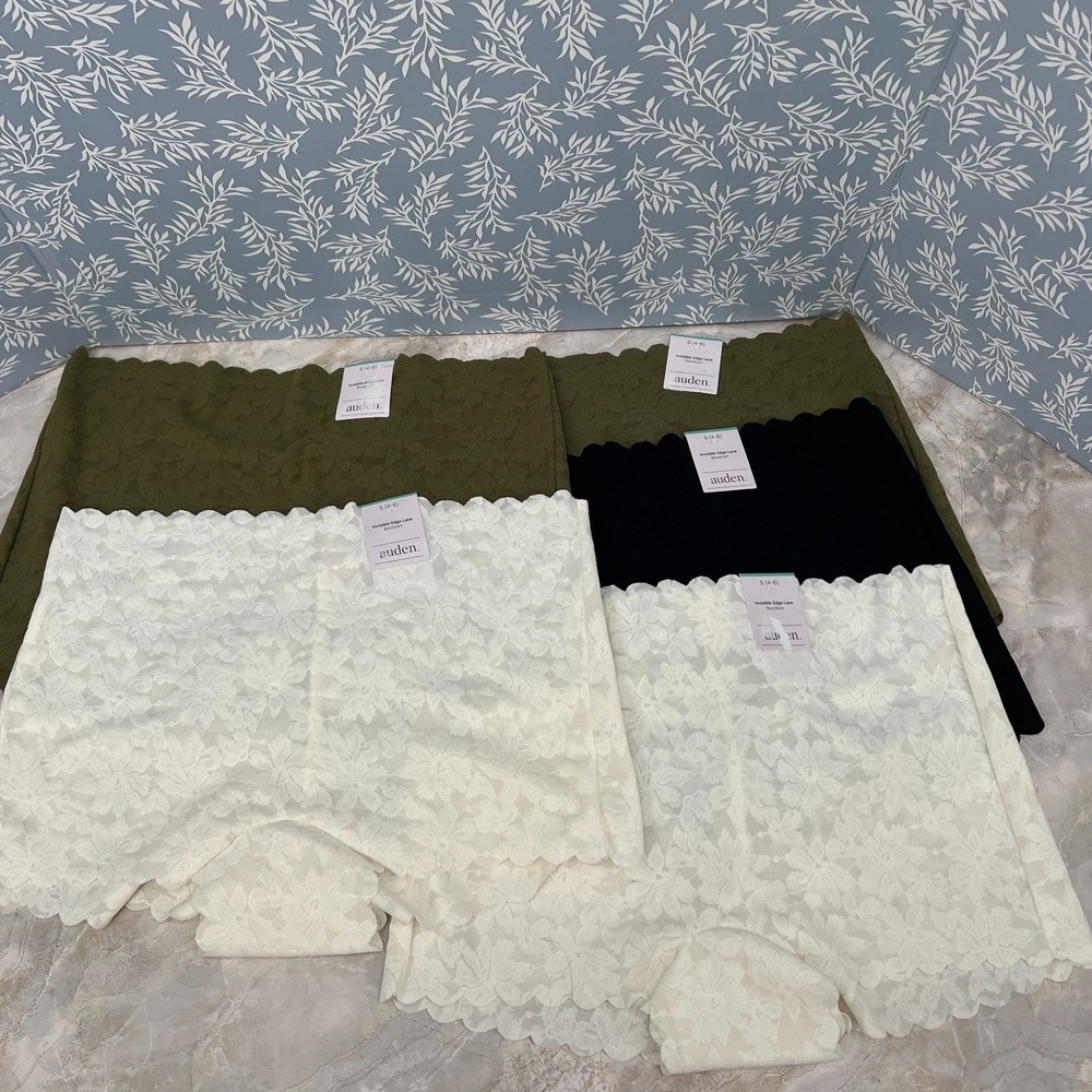 NEW lot Auden Invisible edge lace boyshort panties 5pr underwear white geen S